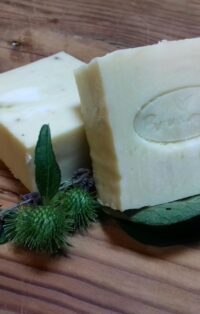 Solid shampoo with the burdock, hemp and lavender