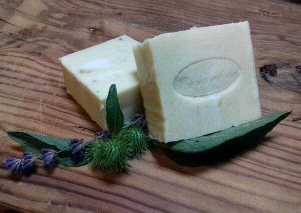 Solid shampoo with the burdock, hemp and lavender
